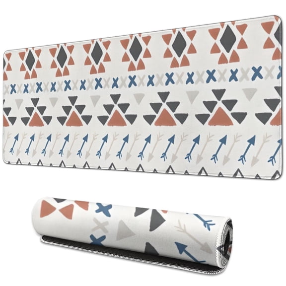 Long Mouse Pads for Desk,Colorful Geometric Triangle Arrow Desk Mats on Top Of Desks, Desk Mouse Pad Extra Large with 3mm Non-Slip Base and Stitched Edge for Gaming,Work,Home 31.5"x11.8"