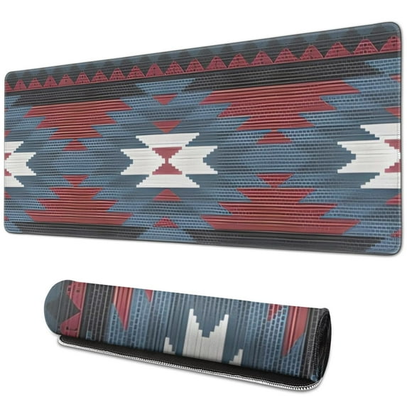 Long Mouse Pads for Desk,Colorful Geometric Triangle Chevron Desk Mats on Top Of Desks, Desk Mouse Pad Extra Large with 3mm Non-Slip Base and Stitched Edge for Gaming,Work,Home 31.5"x11.8"