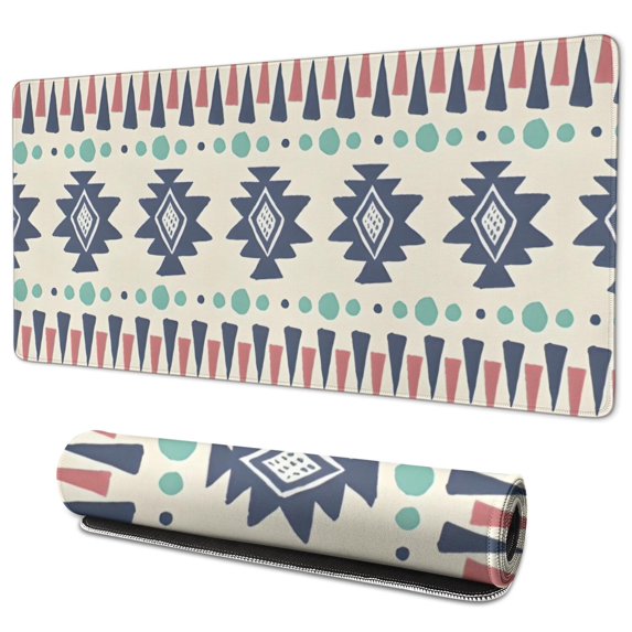 Long Mouse Pads for Desk,Colorful Geometric Triangle Diamond Desk Mats on Top Of Desks, Desk Mouse Pad Extra Large with 3mm Non-Slip Base and Stitched Edge for Gaming,Work,Home 35.4"x15.7"