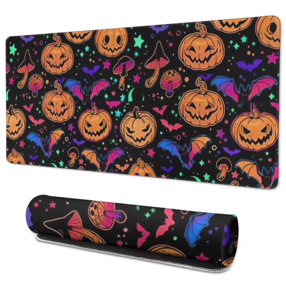 Long Mouse Pads for Desk,Colorful Halloween Pattern Desk Mats on Top Of Desks, Desk Mouse Pad Extra Large with 3mm Non-Slip Base and Stitched Edge for Gaming,Office,Work,Home 35.4"x15.7"