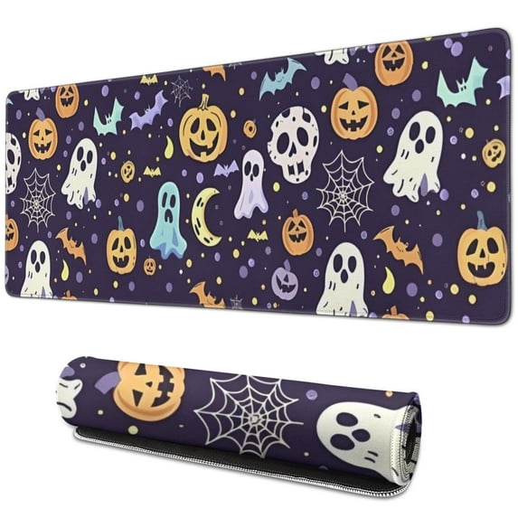Long Mouse Pads for Desk,Colorful Halloween Pattern Desk Mats on Top Of Desks, Desk Mouse Pad Extra Large with 3mm Non-Slip Base and Stitched Edge for Gaming,Office,Work,Home 31.5"x11.8"