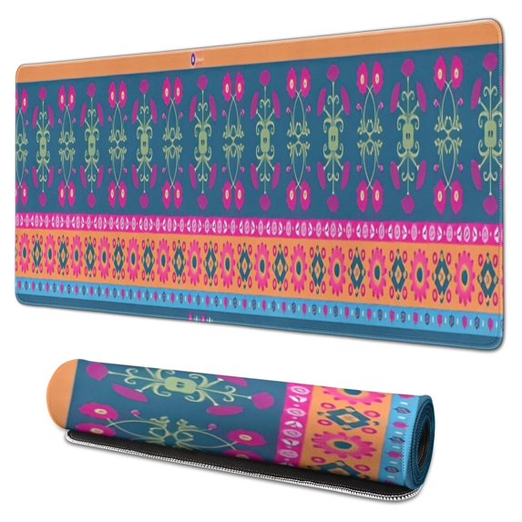 Long Mouse Pads for Desk,Colorful Pioneer Flower Striped Pattern Desk Mats on Top Of Desks, Desk Mouse Pad Extra Large with 3mm Non-Slip Base and Stitched Edge for Gaming,Office,Work,Home 31.5"x15.7"