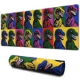 thumbnail image 1 of Long Mouse Pads for Desk,Colorful PopArt Dinosaurs Pattern Desk Mats on Top Of Desks, Desk Mouse Pad Extra Large with 3mm Non-Slip Base and Stitched Edge for Gaming,Office,Work,Home 31.5"x11.8", 1 of 6