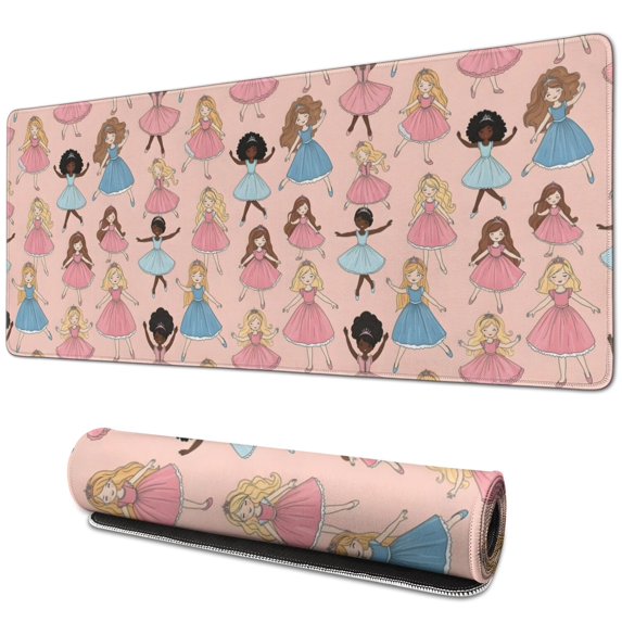 Long Mouse Pads for Desk,Colorful Princess Dance Pattern Desk Mats on Top Of Desks, Desk Mouse Pad Extra Large with 3mm Non-Slip Base and Stitched Edge for Gaming,Office,Work,Home 31.5"x11.8"