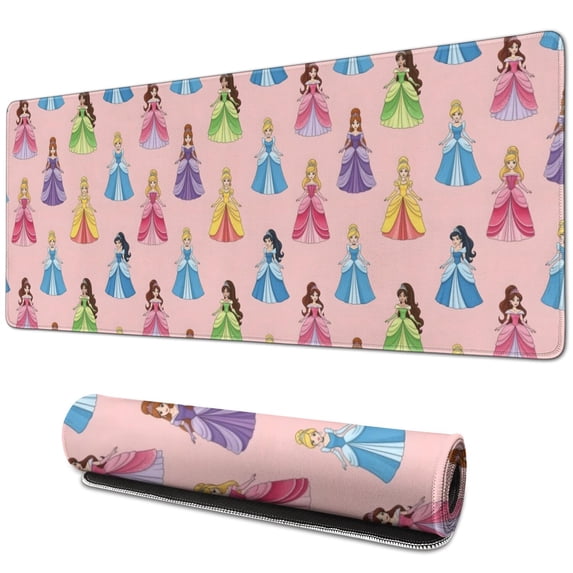 Long Mouse Pads for Desk,Colorful Princess Pattern Desk Mats on Top Of Desks, Desk Mouse Pad Extra Large with 3mm Non-Slip Base and Stitched Edge for Gaming,Office,Work,Home 31.5"x11.8"