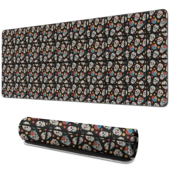 Long Mouse Pads for Desk,Colorful Skull Pattern Desk Mats on Top Of Desks, Desk Mouse Pad Extra Large with 3mm Non-Slip Base and Stitched Edge for Gaming,Office,Work,Home 31.5"x11.8"
