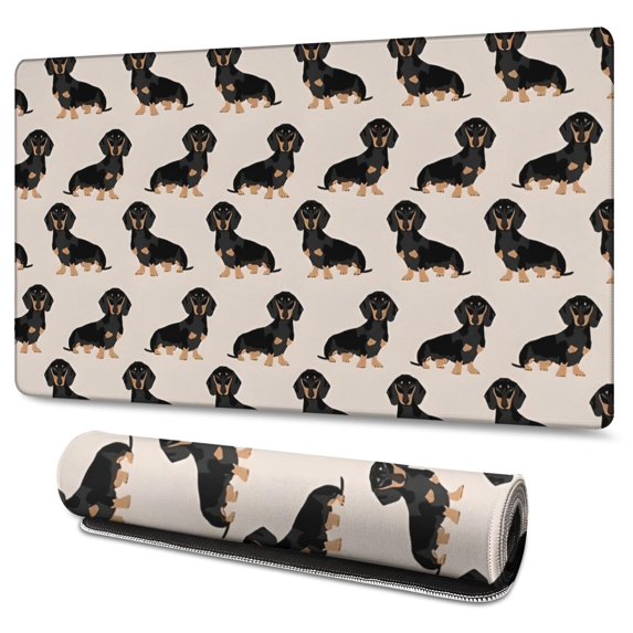 Long Mouse Pads for Desk,Cute Dachshund Desk Mats on Top Of Desks, Desk Mouse Pad Extra Large with 3mm Non-Slip Base and Stitched Edge for Gaming,Office,Work,Home 47.3"x23.6"