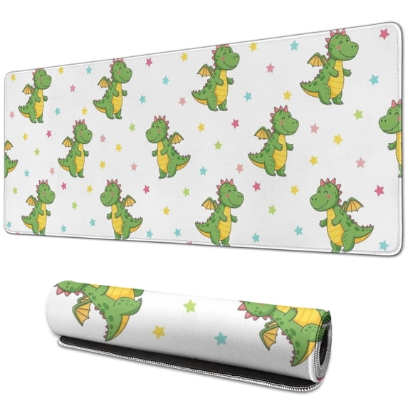 Long Mouse Pads for Desk,Cute Dragon Pattern with Stars Desk Mats on Top Of Desks, Desk Mouse Pad Extra Large with 3mm Non-Slip Base and Stitched Edge for Gaming,Office,Work,Home 31.5"x11.8"