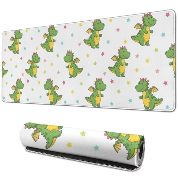 Long Mouse Pads for Desk,Cute Dragon Pattern with Stars Desk Mats on Top Of Desks, Desk Mouse Pad Extra Large with 3mm Non-Slip Base and Stitched Edge for Gaming,Office,Work,Home 31.5"x11.8"