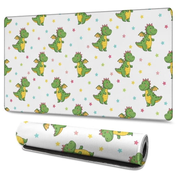 Long Mouse Pads for Desk,Cute Dragon Pattern with Stars Desk Mats on Top Of Desks, Desk Mouse Pad Extra Large with 3mm Non-Slip Base and Stitched Edge for Gaming,Office,Work,Home 47.3"x23.6"