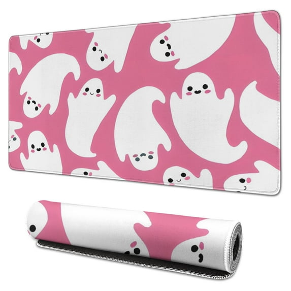 Long Mouse Pads for Desk,Cute Ghost Halloween Pattern Desk Mats on Top Of Desks, Desk Mouse Pad Extra Large with 3mm Non-Slip Base and Stitched Edge for Gaming,Office,Work,Home 31.5"x15.7"