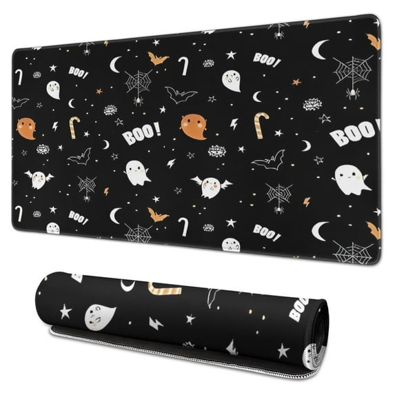 Long Mouse Pads for Desk,Cute Halloween Elements Pattern Desk Mats on Top Of Desks, Desk Mouse Pad Extra Large with 3mm Non-Slip Base and Stitched Edge for Gaming,Office,Work,Home 31.5"x15.7"