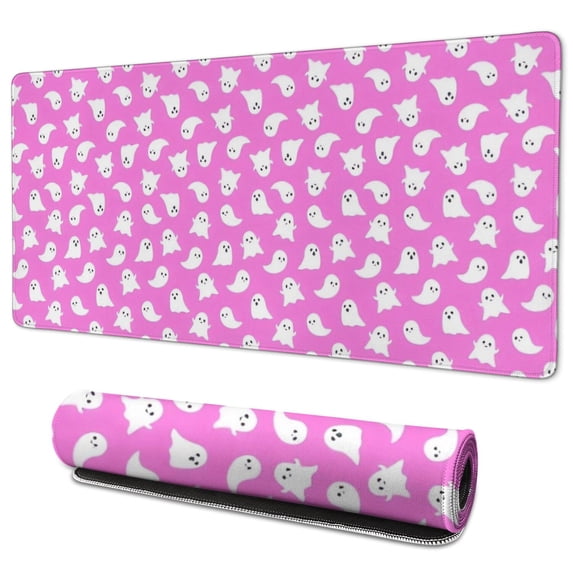 Long Mouse Pads for Desk,Cute Halloween Ghosts Pattern Desk Mats on Top Of Desks, Desk Mouse Pad Extra Large with 3mm Non-Slip Base and Stitched Edge for Gaming,Office,Work,Home 35.4"x15.7"