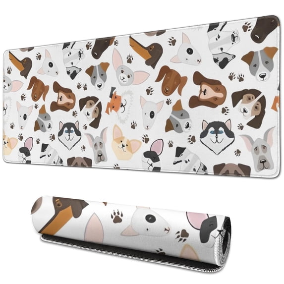 Long Mouse Pads for Desk,Dachshund Dog Boston Terrier Dog Desk Mats on Top Of Desks, Desk Mouse Pad Extra Large with 3mm Non-Slip Base and Stitched Edge for Gaming,Office,Work,Home 31.5"x11.8"