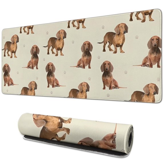 Long Mouse Pads for Desk,Dachshund Footprint Desk Mats on Top Of Desks, Desk Mouse Pad Extra Large with 3mm Non-Slip Base and Stitched Edge for Gaming,Office,Work,Home 31.5"x11.8"