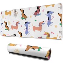 Long Mouse Pads for Desk,Dachshund Sport Desk Mats on Top Of Desks, Desk Mouse Pad Extra Large with 3mm Non-Slip Base and Stitched Edge for Gaming,Office,Work,Home 31.5"x11.8"