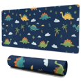 thumbnail image 1 of Long Mouse Pads for Desk,Dark Blue Dinosaurs Palms Clouds Pattern Desk Mats on Top Of Desks, Desk Mouse Pad Extra Large with 3mm Non-Slip Base and Stitched Edge for Gaming,Office,Work,Home 35.4"x15.7", 1 of 6