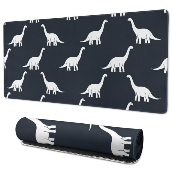 Long Mouse Pads for Desk,Dark Blue Dinosaurs Silhouette Pattern Desk Mats on Top Of Desks, Desk Mouse Pad Extra Large with 3mm Non-Slip Base and Stitched Edge for Gaming,Office,Work,Home 35.4"x15.7"