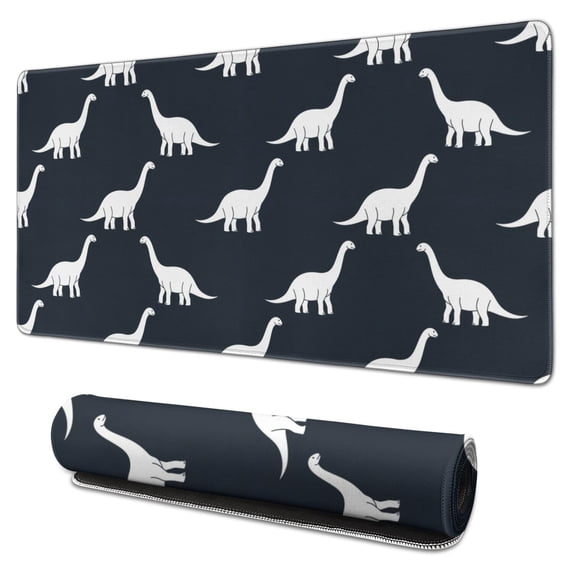 Long Mouse Pads for Desk,Dark Blue Dinosaurs Silhouette Pattern Desk Mats on Top Of Desks, Desk Mouse Pad Extra Large with 3mm Non-Slip Base and Stitched Edge for Gaming,Office,Work,Home 31.5"x15.7"