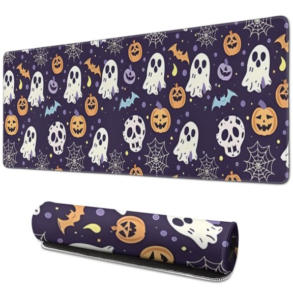 Long Mouse Pads for Desk,Dark Halloween Pattern Desk Mats on Top Of Desks, Desk Mouse Pad Extra Large with 3mm Non-Slip Base and Stitched Edge for Gaming,Office,Work,Home 31.5"x11.8"