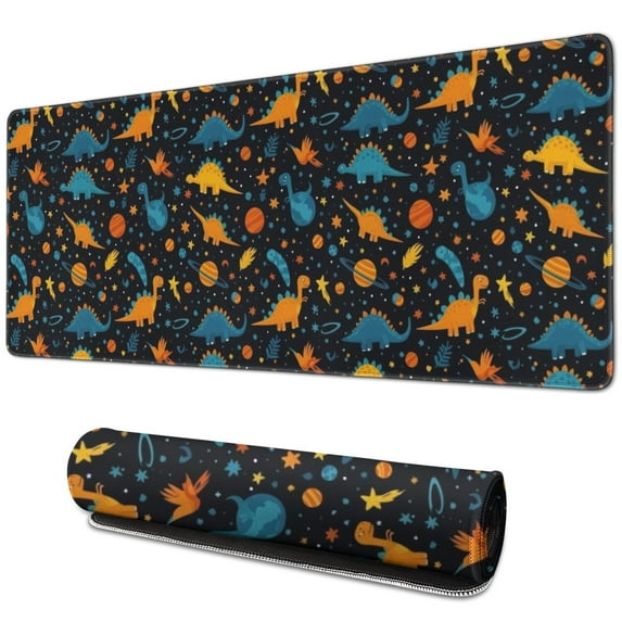 Long Mouse Pads for Desk,DarkBlue Dinosaurs Pattern Desk Mats on Top Of Desks, Desk Mouse Pad Extra Large with 3mm Non-Slip Base and Stitched Edge for Gaming,Office,Work,Home 31.5"x11.8"