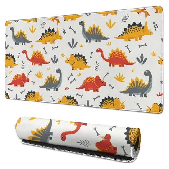 Long Mouse Pads for Desk,Dinosaur with Bones Pattern Desk Mats on Top Of Desks, Desk Mouse Pad Extra Large with 3mm Non-Slip Base and Stitched Edge for Gaming,Office,Work,Home 31.5"x15.7"