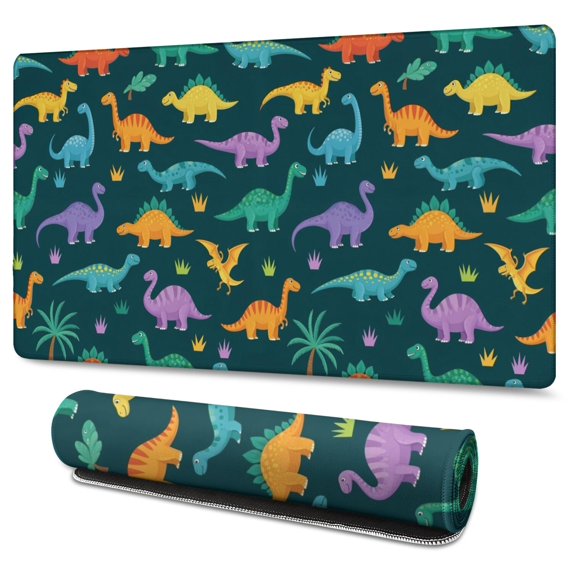 Long Mouse Pads for Desk,Dinosaur and Palm Tree Pattern Desk Mats on Top Of Desks, Desk Mouse Pad Extra Large with 3mm Non-Slip Base and Stitched Edge for Gaming,Office,Work,Home 47.3"x23.6"