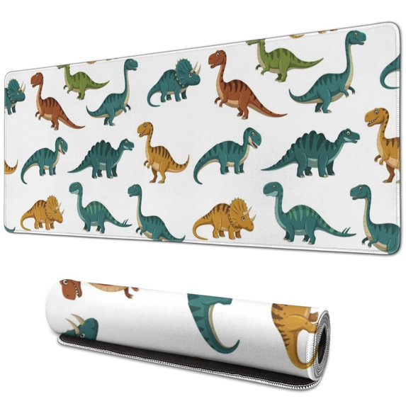 Long Mouse Pads for Desk,Dinosaur Pattern Desk Mats on Top Of Desks, Desk Mouse Pad Extra Large with 3mm Non-Slip Base and Stitched Edge for Gaming,Office,Work,Home 31.5"x11.8"