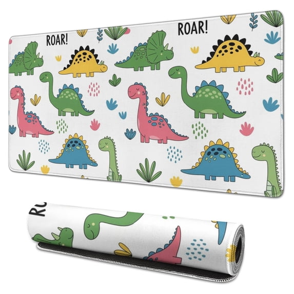 Long Mouse Pads for Desk,Dinosaur with ROAR Pattern Desk Mats on Top Of Desks, Desk Mouse Pad Extra Large with 3mm Non-Slip Base and Stitched Edge for Gaming,Office,Work,Home 31.5"x15.7"