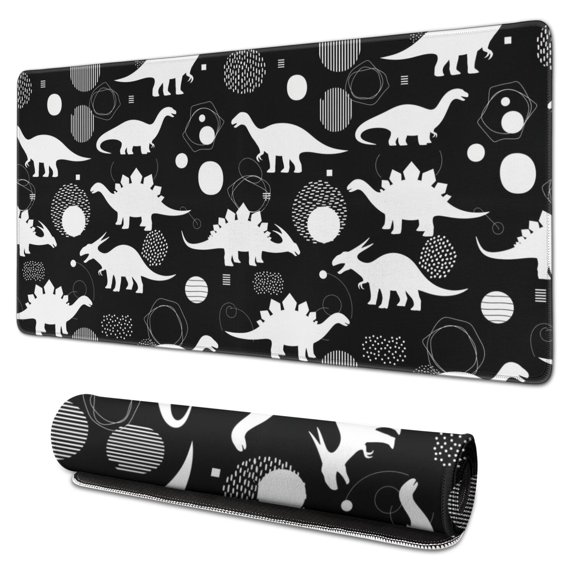Long Mouse Pads for Desk,Dinosaur Silhouette Pattern Desk Mats on Top Of Desks, Desk Mouse Pad Extra Large with 3mm Non-Slip Base and Stitched Edge for Gaming,Office,Work,Home 31.5"x15.7"
