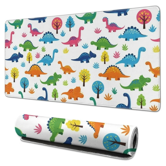 Long Mouse Pads for Desk,Dinosaur and Tree Pattern Desk Mats on Top Of Desks, Desk Mouse Pad Extra Large with 3mm Non-Slip Base and Stitched Edge for Gaming,Office,Work,Home 31.5"x15.7"