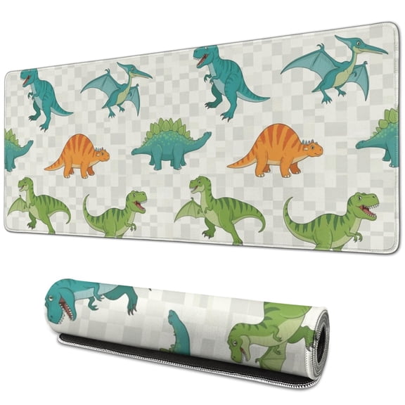 Long Mouse Pads for Desk,Dinosaurs Pattern Desk Mats on Top Of Desks, Desk Mouse Pad Extra Large with 3mm Non-Slip Base and Stitched Edge for Gaming,Office,Work,Home 31.5"x11.8"