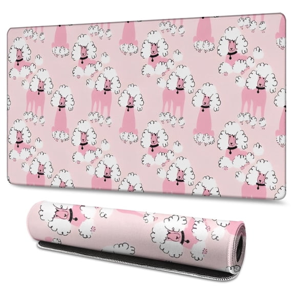 Long Mouse Pads for Desk,Doodle Poodle Image Desk Mats on Top Of Desks, Desk Mouse Pad Extra Large with 3mm Non-Slip Base and Stitched Edge for Gaming,Office,Work,Home 47.3"x23.6"
