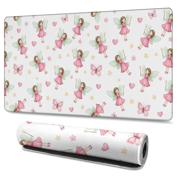 Long Mouse Pads for Desk,Fairy Heart Pattern Desk Mats on Top Of Desks, Desk Mouse Pad Extra Large with 3mm Non-Slip Base and Stitched Edge for Gaming,Office,Work,Home 47.3"x23.6"