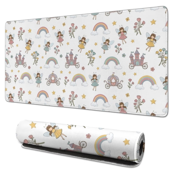 Long Mouse Pads for Desk,Fairy Princess Castle Pattern Desk Mats on Top Of Desks, Desk Mouse Pad Extra Large with 3mm Non-Slip Base and Stitched Edge for Gaming,Office,Work,Home 31.5"x15.7"