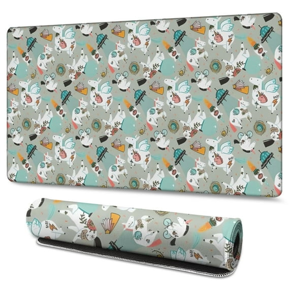 Long Mouse Pads for Desk,Fantasy Unicorn Pattern Desk Mats on Top Of Desks, Desk Mouse Pad Extra Large with 3mm Non-Slip Base and Stitched Edge for Gaming,Office,Work,Home 47.3"x23.6"