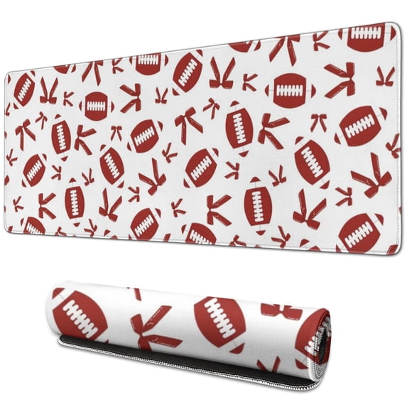 Long Mouse Pads for Desk,Football and Ribbon Shapes Pattern Desk Mats on Top Of Desks, Desk Mouse Pad Extra Large with 3mm Non-Slip Base and Stitched Edge for Gaming,Office,Work,Home 31.5"x11.8"