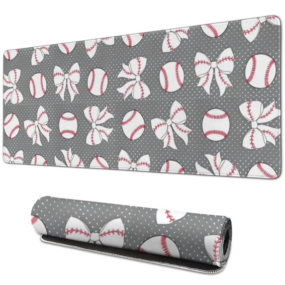 Long Mouse Pads for Desk,Footballs with Bows Pattern Desk Mats on Top Of Desks, Desk Mouse Pad Extra Large with 3mm Non-Slip Base and Stitched Edge for Gaming,Office,Work,Home 31.5"x11.8"