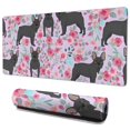 thumbnail image 1 of Long Mouse Pads for Desk,French Bulldog and Flower Desk Mats on Top Of Desks, Desk Mouse Pad Extra Large with 3mm Non-Slip Base and Stitched Edge for Gaming,Office,Work,Home 35.4"x15.7", 1 of 6