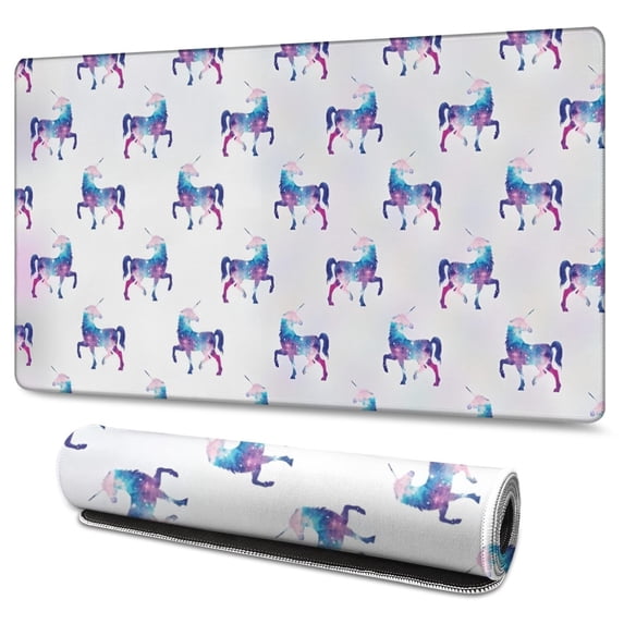 Long Mouse Pads for Desk,Galaxy Unicorn Pattern Desk Mats on Top Of Desks, Desk Mouse Pad Extra Large with 3mm Non-Slip Base and Stitched Edge for Gaming,Office,Work,Home 47.3"x23.6"