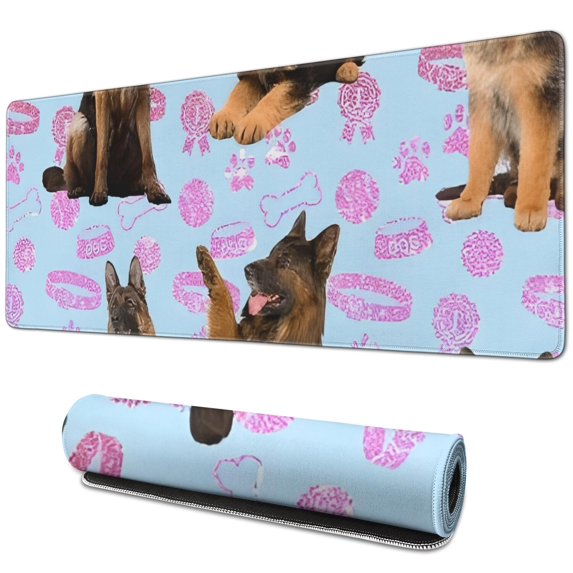 Long Mouse Pads for Desk,German Shepherd Desk Mats on Top Of Desks, Desk Mouse Pad Extra Large with 3mm Non-Slip Base and Stitched Edge for Gaming,Office,Work,Home 31.5"x11.8"
