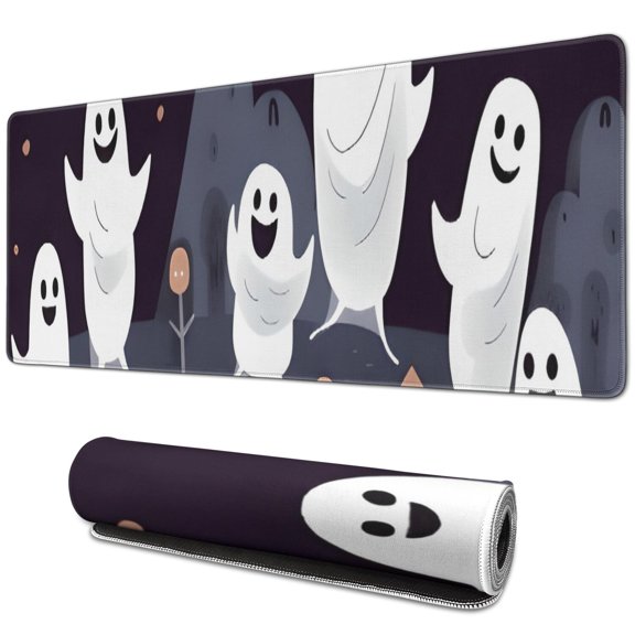Long Mouse Pads for Desk,Ghost Town Halloween Pattern Desk Mats on Top Of Desks, Desk Mouse Pad Extra Large with 3mm Non-Slip Base and Stitched Edge for Gaming,Office,Work,Home 31.5"x11.8"