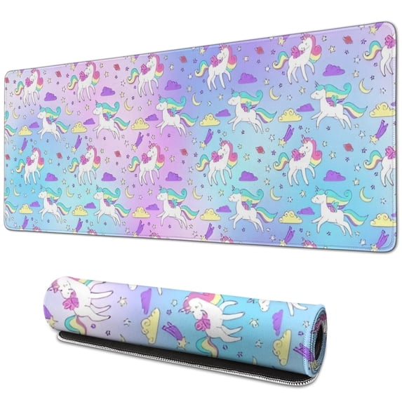 Long Mouse Pads for Desk,Gradient Unicorn Pattern Desk Mats on Top Of Desks, Desk Mouse Pad Extra Large with 3mm Non-Slip Base and Stitched Edge for Gaming,Office,Work,Home 31.5"x11.8"