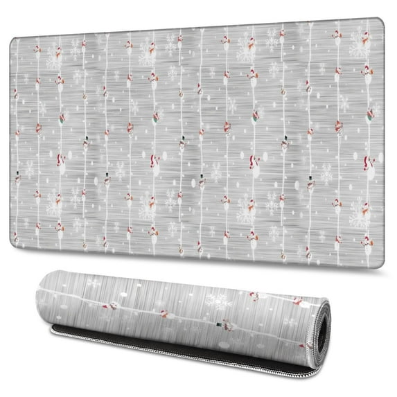 Long Mouse Pads for Desk,Gray Christmas Snowman Pattern Desk Mats on Top Of Desks, Desk Mouse Pad Extra Large with 3mm Non-Slip Base and Stitched Edge for Gaming,Office,Work,Home 47.3x23.6in