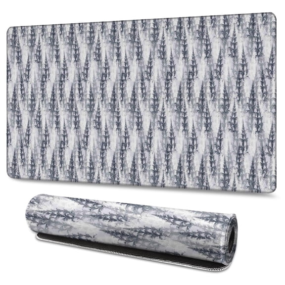 Long Mouse Pads for Desk,Gray Christmas Tree Pattern Desk Mats on Top Of Desks, Desk Mouse Pad Extra Large with 3mm Non-Slip Base and Stitched Edge for Gaming,Office,Work,Home 47.3x23.6in