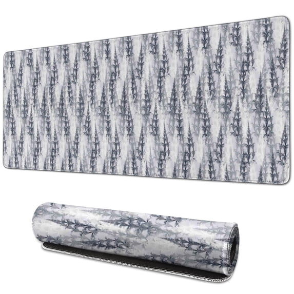 Long Mouse Pads for Desk,Gray Christmas Tree Pattern Desk Mats on Top Of Desks, Desk Mouse Pad Extra Large with 3mm Non-Slip Base and Stitched Edge for Gaming,Office,Work,Home 31.5x11.8in