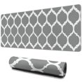 thumbnail image 1 of Long Mouse Pads for Desk,Gray Geometric Quatrefoil Pattern Desk Mats on Top Of Desks, Desk Mouse Pad Extra Large with 3mm Non-Slip Base and Stitched Edge for Gaming,Office,Work,Home 31.5"x11.8", 1 of 6