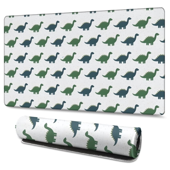 Long Mouse Pads for Desk,Green Blue Dinosaurs Pattern Desk Mats on Top Of Desks, Desk Mouse Pad Extra Large with 3mm Non-Slip Base and Stitched Edge for Gaming,Office,Work,Home 47.3"x23.6"