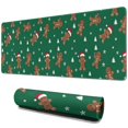 thumbnail image 1 of Long Mouse Pads for Desk,Green Christmas Gingerbread Man Pattern Desk Mats on Top Of Desks, Desk Mouse Pad Extra Large with 3mm Non-Slip Base and Stitched Edge for Gaming,Office,Work,Home 31.5x11.8in, 1 of 5