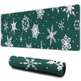 thumbnail image 1 of Long Mouse Pads for Desk,Green Christmas Snowflake Pattern Desk Mats on Top Of Desks, Desk Mouse Pad Extra Large with 3mm Non-Slip Base and Stitched Edge for Gaming,Office,Work,Home 31.5x11.8in, 1 of 5